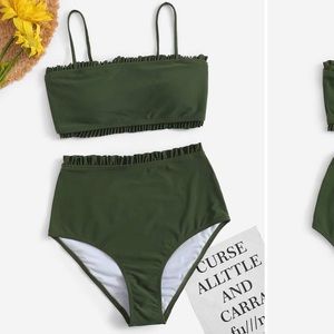 Army Green high rise swim suit